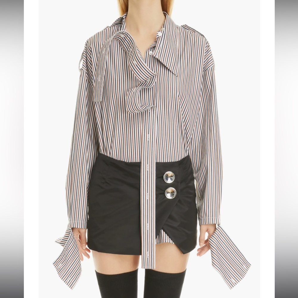 Meryll Rogge Signature Deconstructed Oversize Stripe Shirt NWT